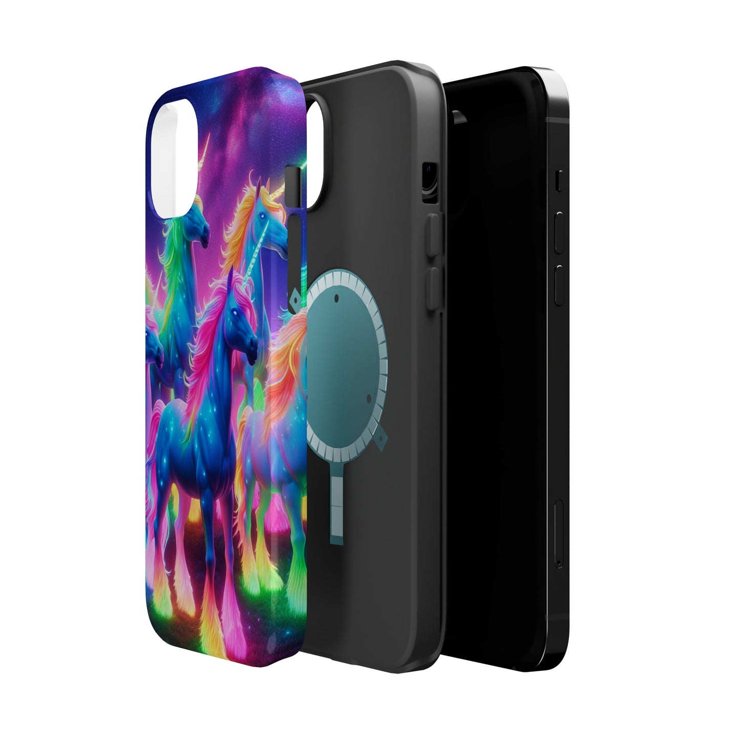 Neon Unicorn Congregation Neon Unicorns Premium Art Magsafe Magnet Tough IPhone 13 14 15 Pro Plus Max and Mini in Matte and Glossy Phone cases