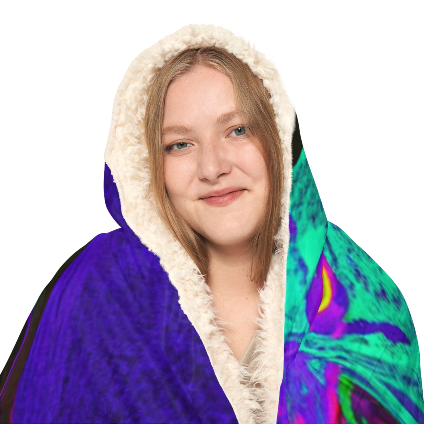 "Neon Nocturnal Orchestra" - NEON Owls Art Hooded Snuggle Blanket