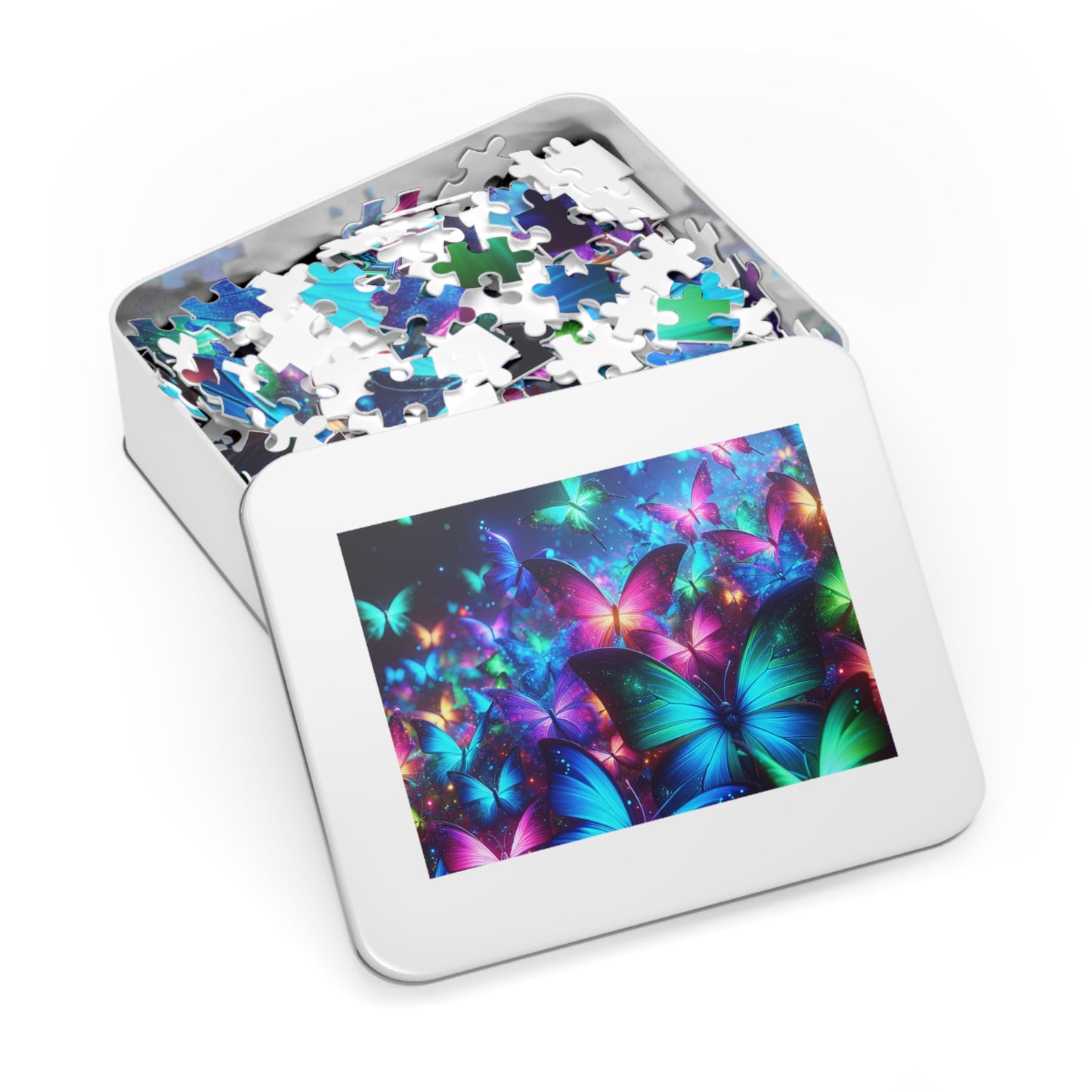 Neon Flutter. - Neon Butterflies Puzzle30, 110, 252, and 1000 Pieces