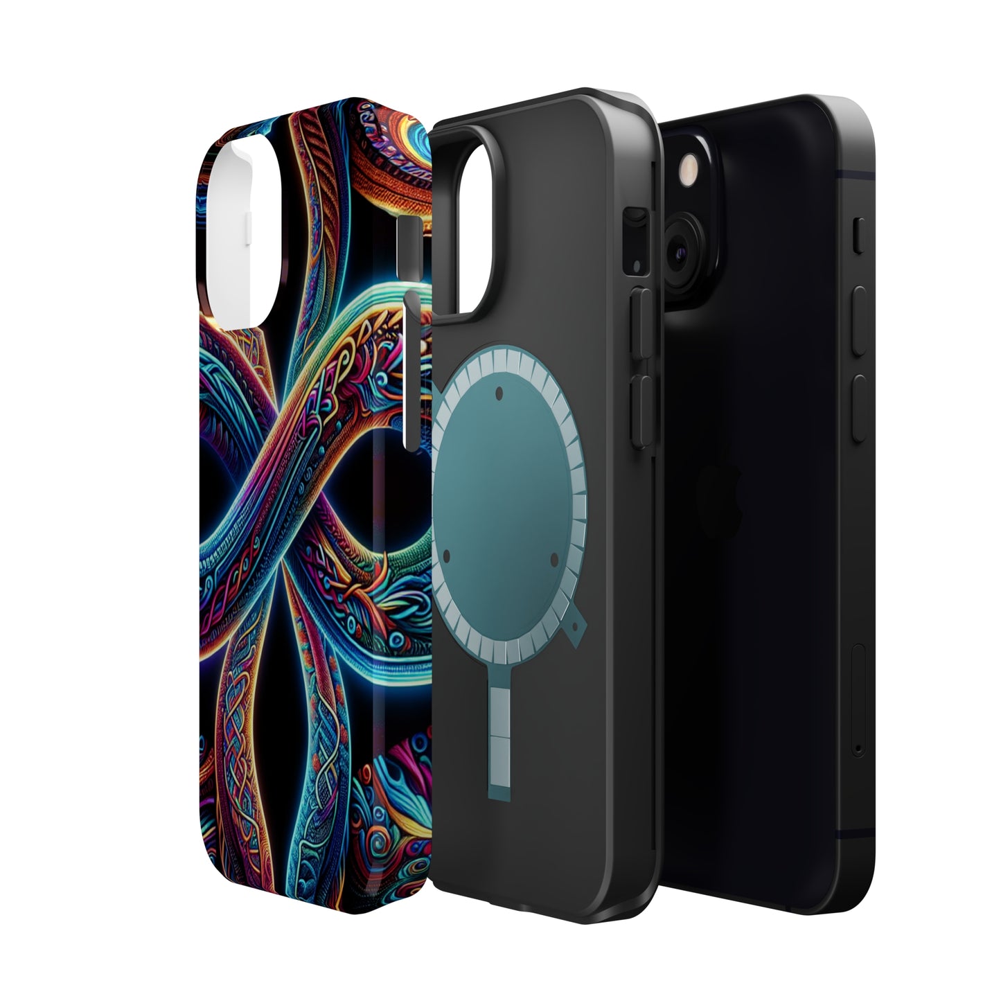 Vibrant Infinity Nocturne Neon Trippy Infinity Patterns Premium Art Magsafe Magnet Tough IPhone 13 14 15 Pro Plus Max and Mini in Matte and Glossy Phone cases