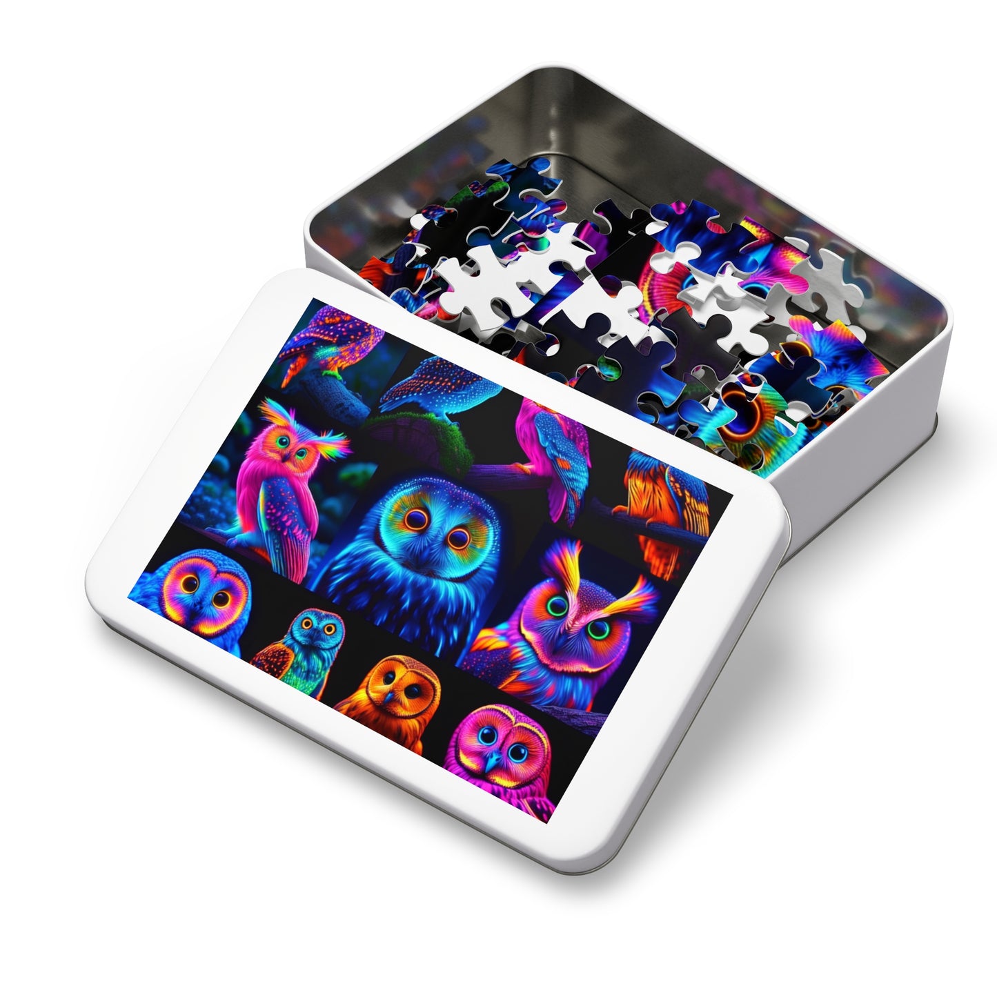 "Neon Nocturne" - Neon Owls Puzzle