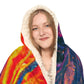 "Neon Digital Illusions" - NEON Infinity Patterns Art Hooded Snuggle Blanket