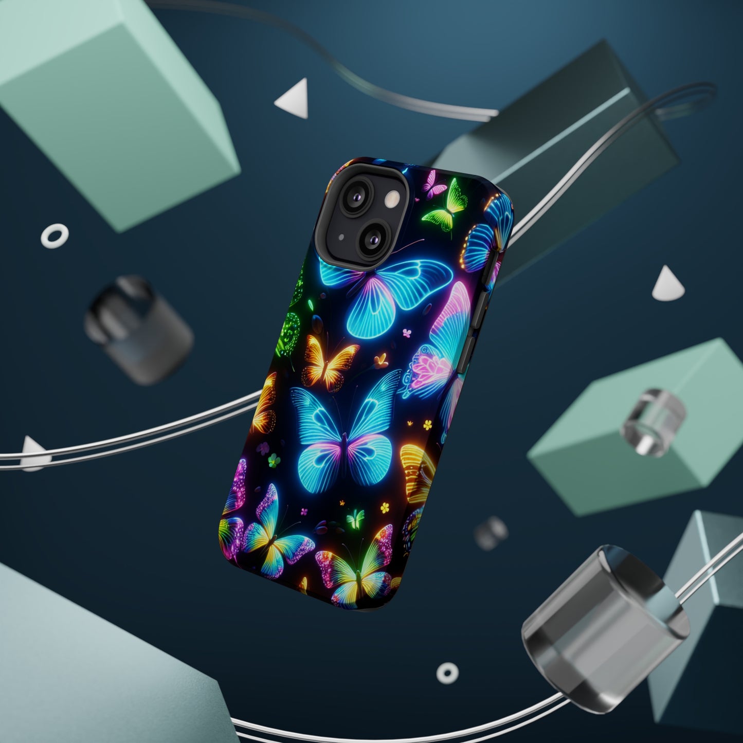 Luminous Butterfly Radiance Neon Butterflies Premium Art Magsafe Magnet Tough IPhone 13 14 15 Pro Plus Max and Mini in Matte and Glossy Phone cases