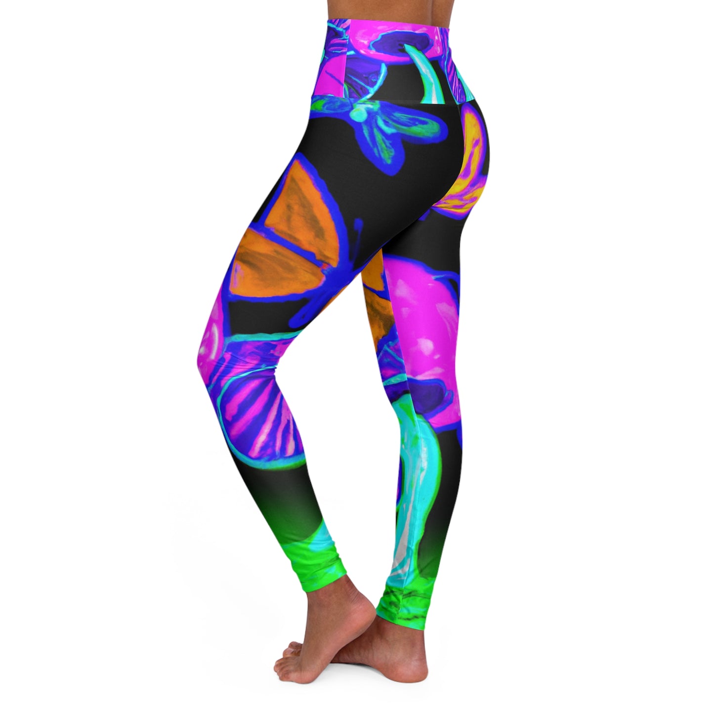 "Neon Butterfly Dreamscape" - Mushrooms & Butterflies Leggings