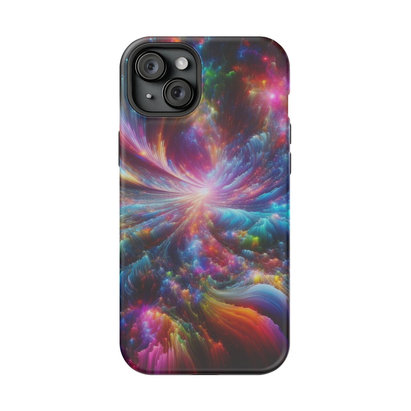 Neon Infinity Chromadrift. Neon Trippy Infinity Patterns Premium Art Magsafe Magnet Tough IPhone 13 14 15 Pro Plus Max and Mini in Matte and Glossy Phone cases