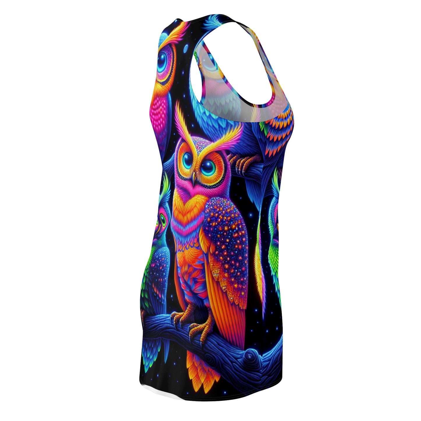 Neon Menagerie. Neon Owls Racerback Dress