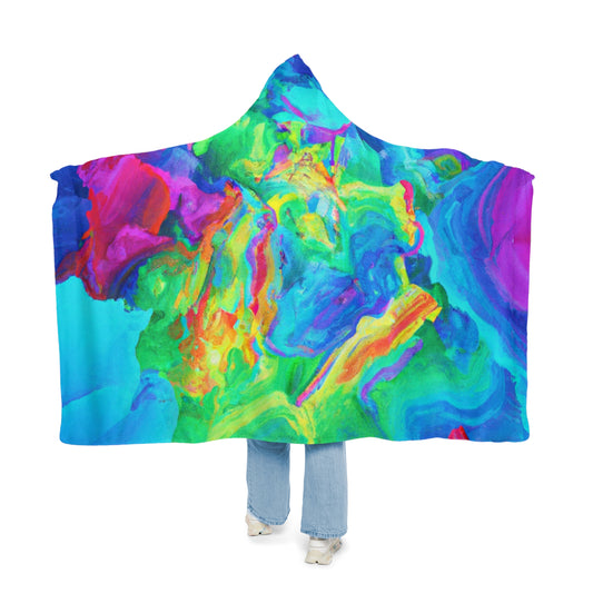 'Cyber Glow Vibes' - NEON Art Hooded Snuggle Blanket