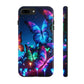 "Electric Morpho Rain" NEON Butterflies Tough Phone Case Iphone  7 8 9 10 11 12 13 14 SE X XR XS Pro Max Mini Plus