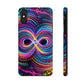 Psychedelic Dreams in Neon Void. Trippy Infinity Patterns Tough Phone Case Iphone 7 8 9 10 11 12 13 14 Pro Max Mini Plus XR XS SE