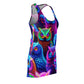 "Cosmic Owl Congregation" Neon Owls Racerback Dress