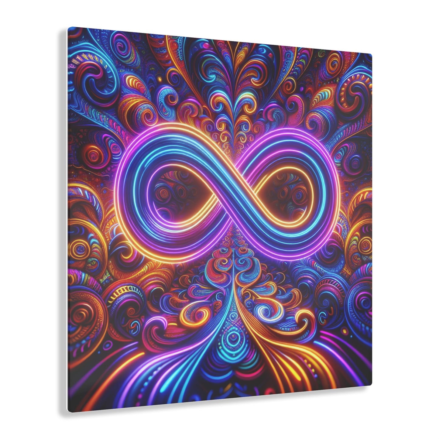Cosmic Vibrancy. Trippy infity Pattern 1/4" Glossy Acrylic Art