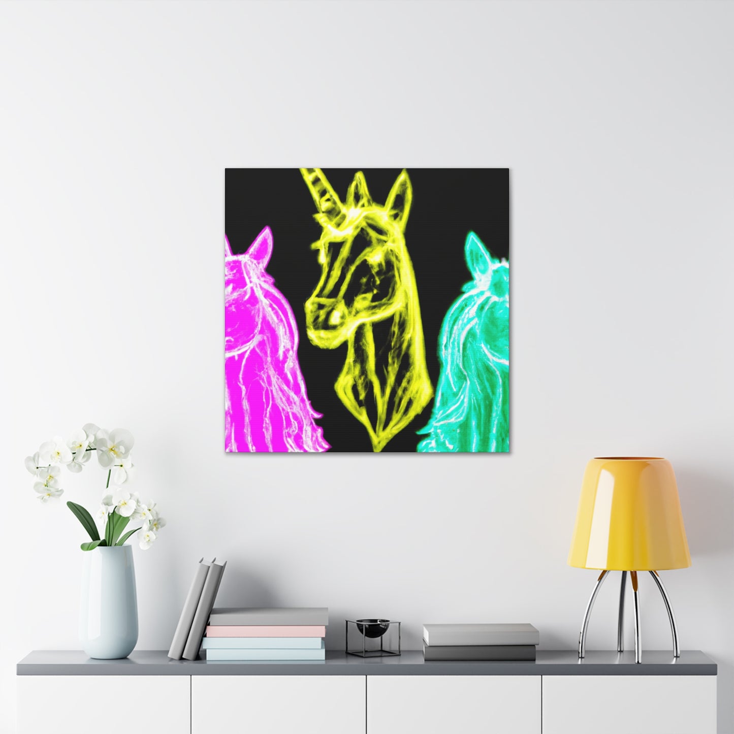 "Neon Unicorn Glow" NEON Unicorns Art Canvas