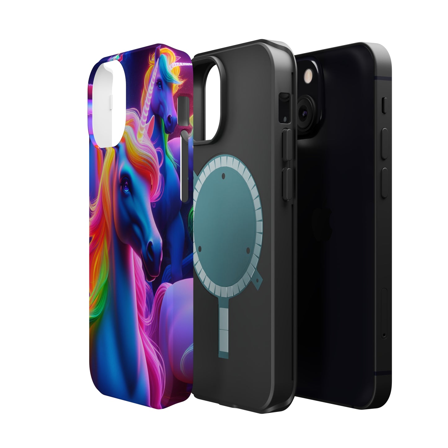 Neon Nighthorn Pride Neon Unicorns Premium Art Magsafe Magnet Tough IPhone 13 14 15 Pro Plus Max and Mini in Matte and Glossy Phone cases