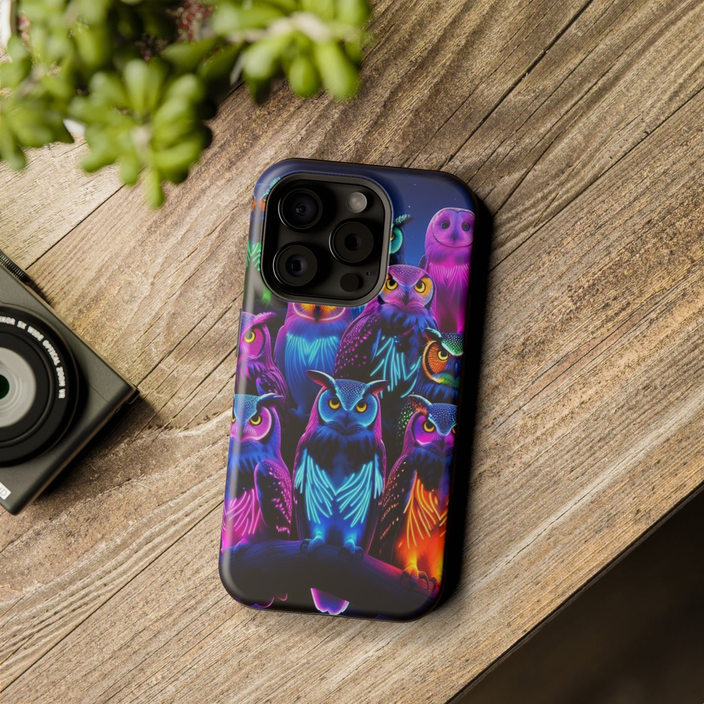 Neon Nocturne Owls. Neon Owls Premium Art Magsafe Magnet Tough IPhone 13 14 15 Pro Plus Max and Mini in Matte and Glossy Phone cases