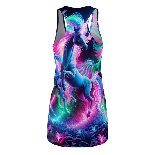 "Neon Splendor of the Unicorns" Neon Unicorns Racerback Dress