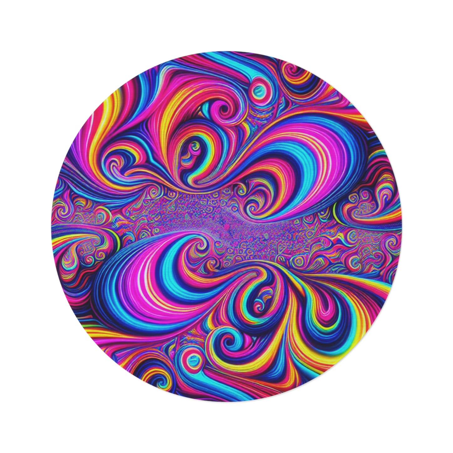Neon Ouroboric Fantasia Infinity Patterns Round Rug