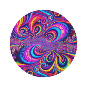 Neon Ouroboric Fantasia Infinity Patterns Round Rug