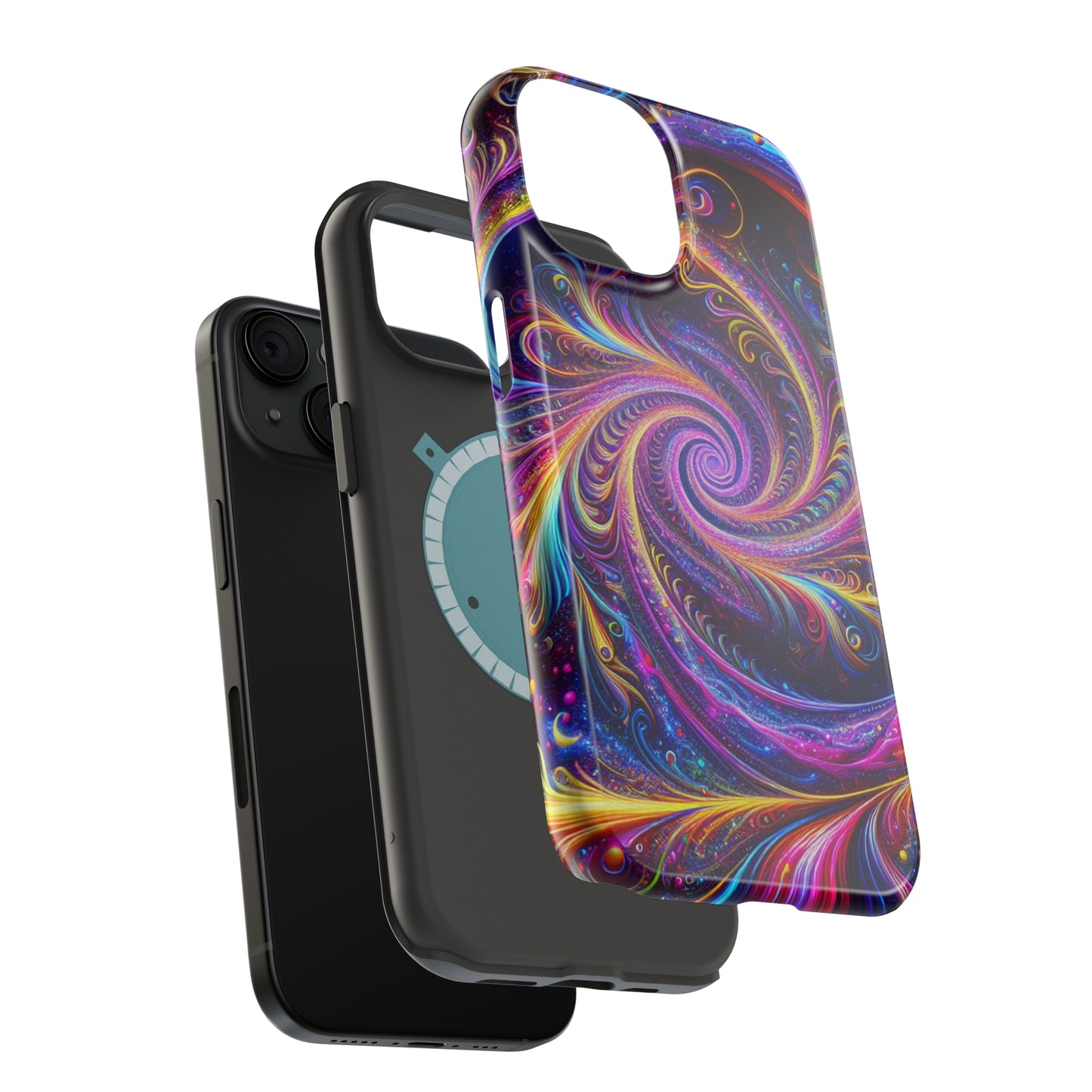 Vivid Psychedelic Cosmic Euphoria. Neon Trippy Infinity Patterns Premium Art Magsafe Magnet Tough IPhone 13 14 15 Pro Plus Max and Mini in Matte and Glossy Phone cases