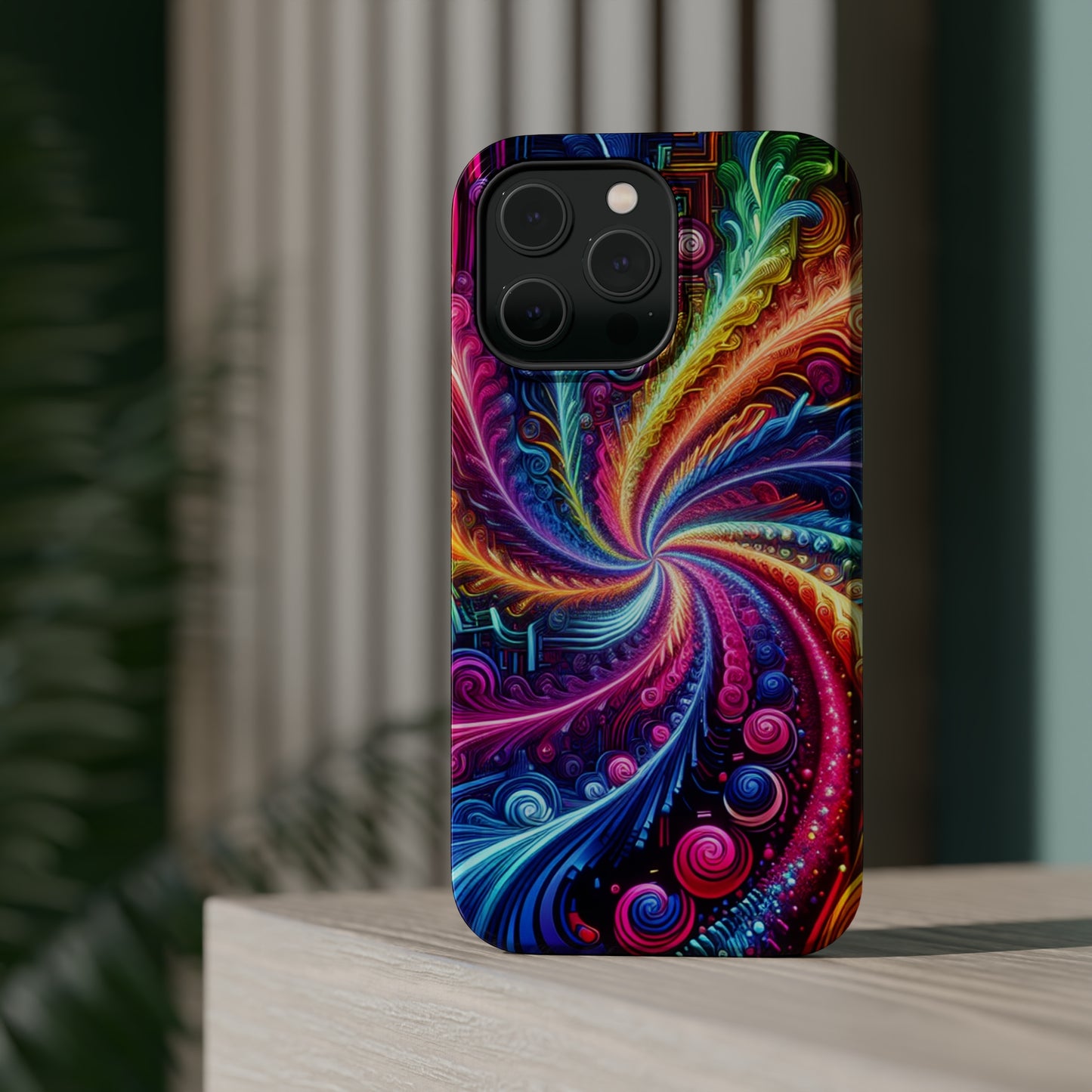 Infinite Neon Ravelry. Neon Trippy Infinity Patterns Premium Art Magsafe Magnet Tough IPhone 13 14 15 Pro Plus Max and Mini in Matte and Glossy Phone cases