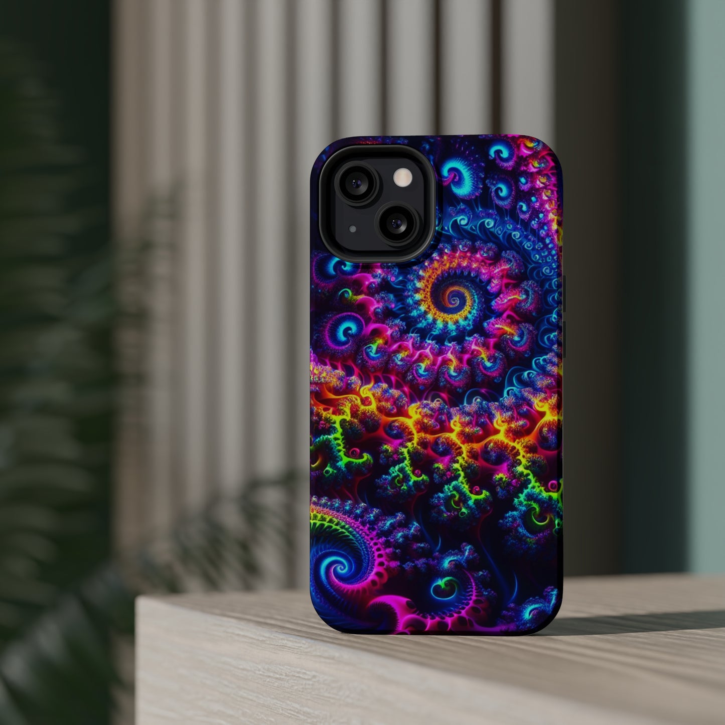 Twilight Infinyscape Neon Trippy Infinity Patterns Premium Art Magsafe Magnet Tough IPhone 13 14 15 Pro Plus Max and Mini in Matte and Glossy Phone cases