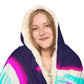 Neon Abstract Evolution - NEON Infinity Patterns Art Hooded Snuggle Blanket
