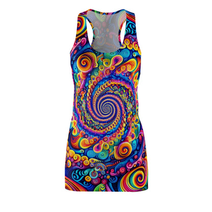 TDB Neon Infinty Cosmos. Trippy Infinity Patterns Racerback Dress