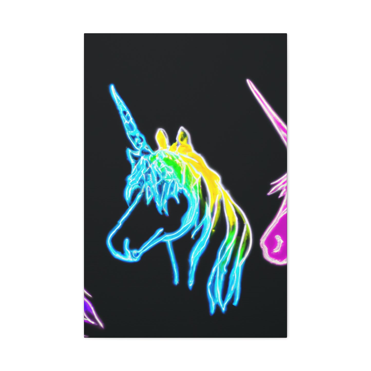 "The Glowing Rainbow Herd" NEON Unicorns Art Canvas