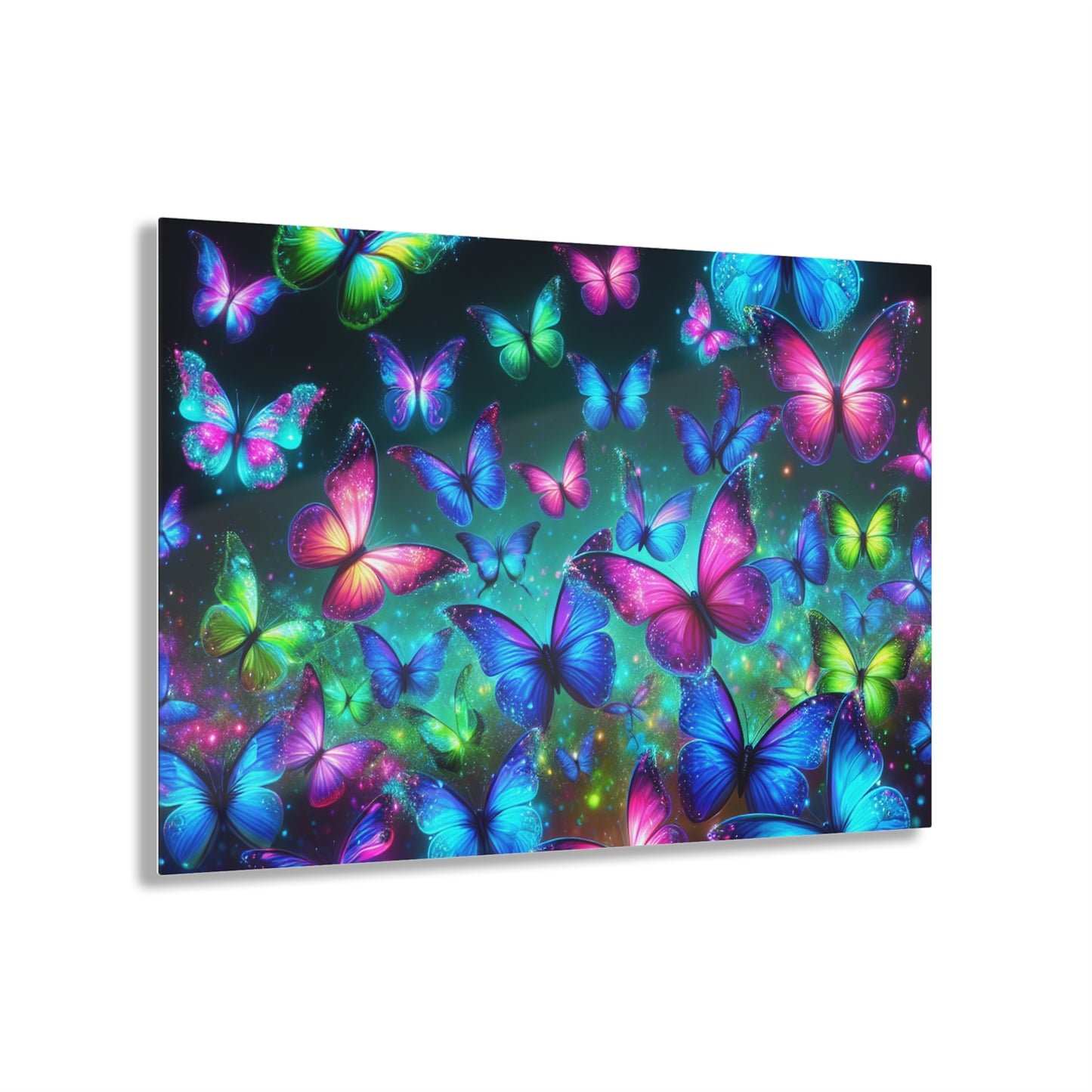 "Glowing Prismatic Butterflies" NEON Butterflies Art 1/4" Glossy Acrylic Art