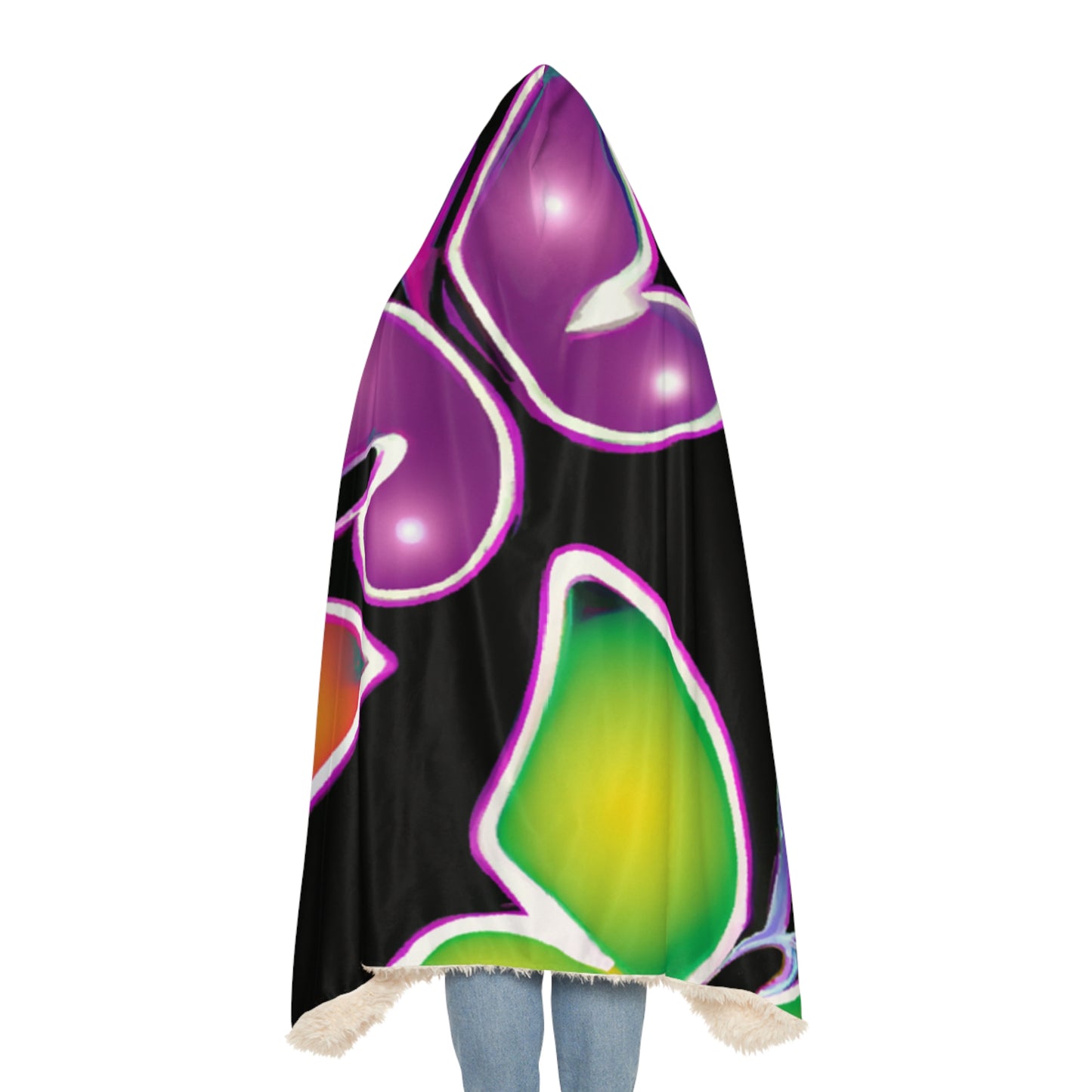 "Neon Flight" - NEON Butterflies Art Hooded Snuggle Blanket