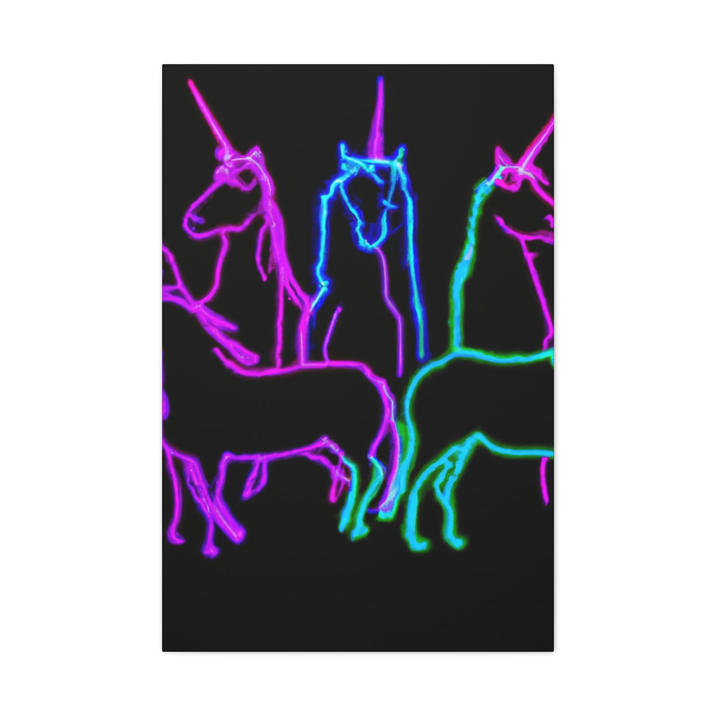 Vibrant Neon Unicornscape. NEON Unicorns Art Canvas