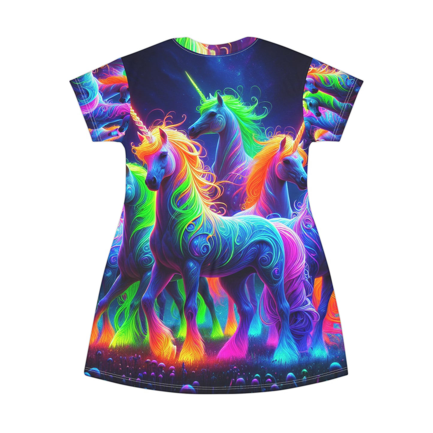 "Neon's Cove of Unicorns" Neon Unicorns Womans T Shirt Dress