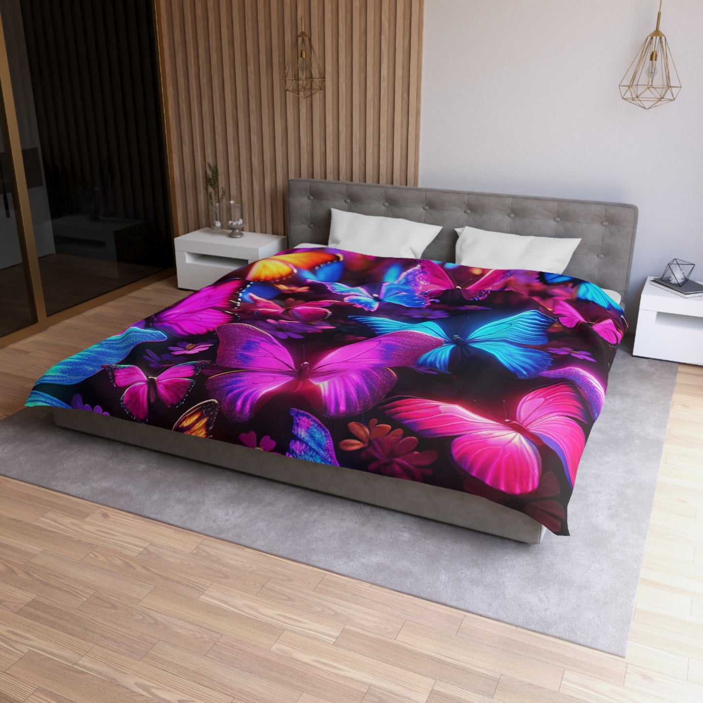 Pietro da Bergamo - NEON Butterflies Microfiber Duvet Cover