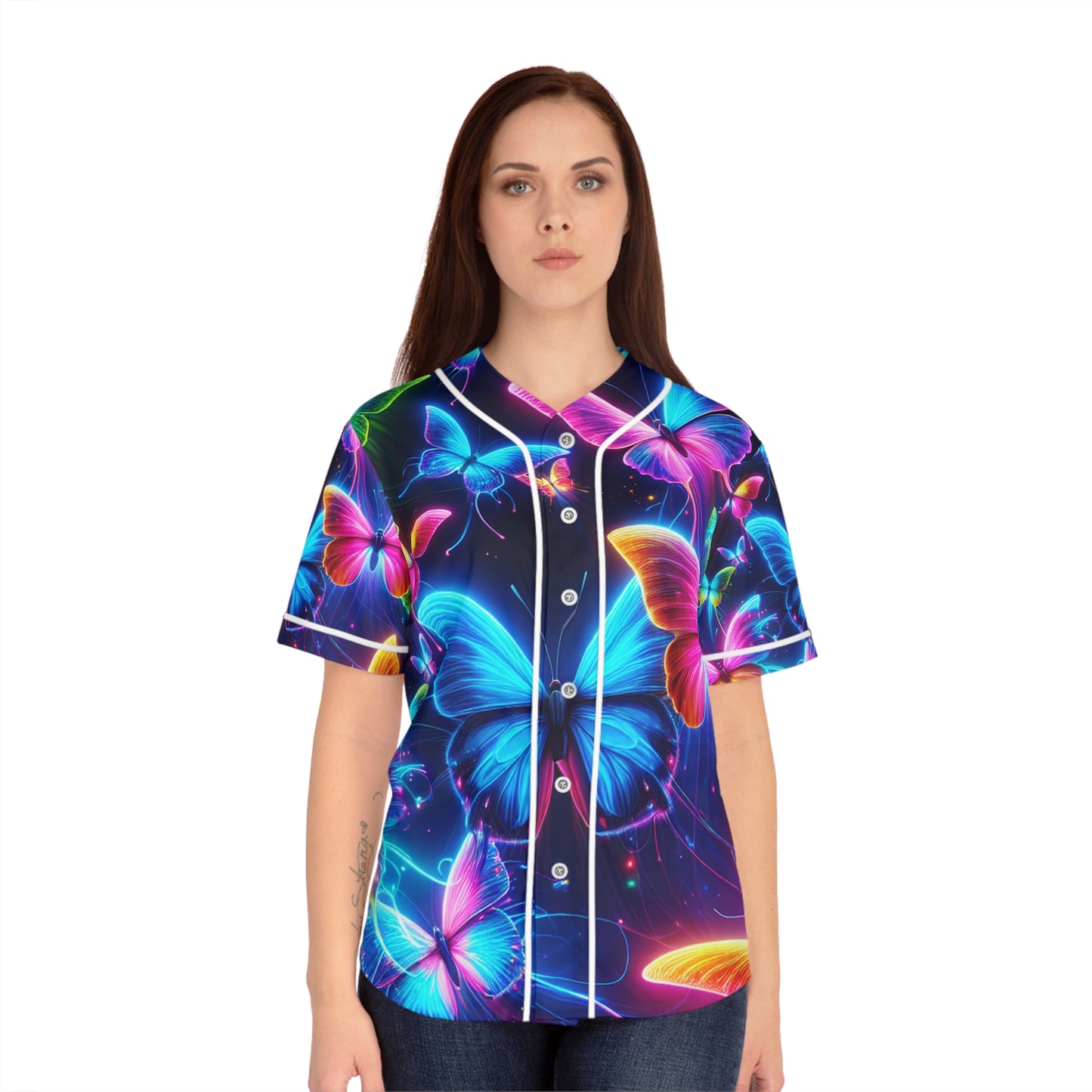 "Galaxy of Neon Butterflies" Neon Butterflies Womans Jersey
