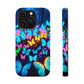 "Scintillating Swirls of Neon Butterflies" Neon Butterflies Premium Art Magsafe Magnet Tough IPhone 13 14 15 Pro Plus Max and Mini in Matte and Glossy Phone cases