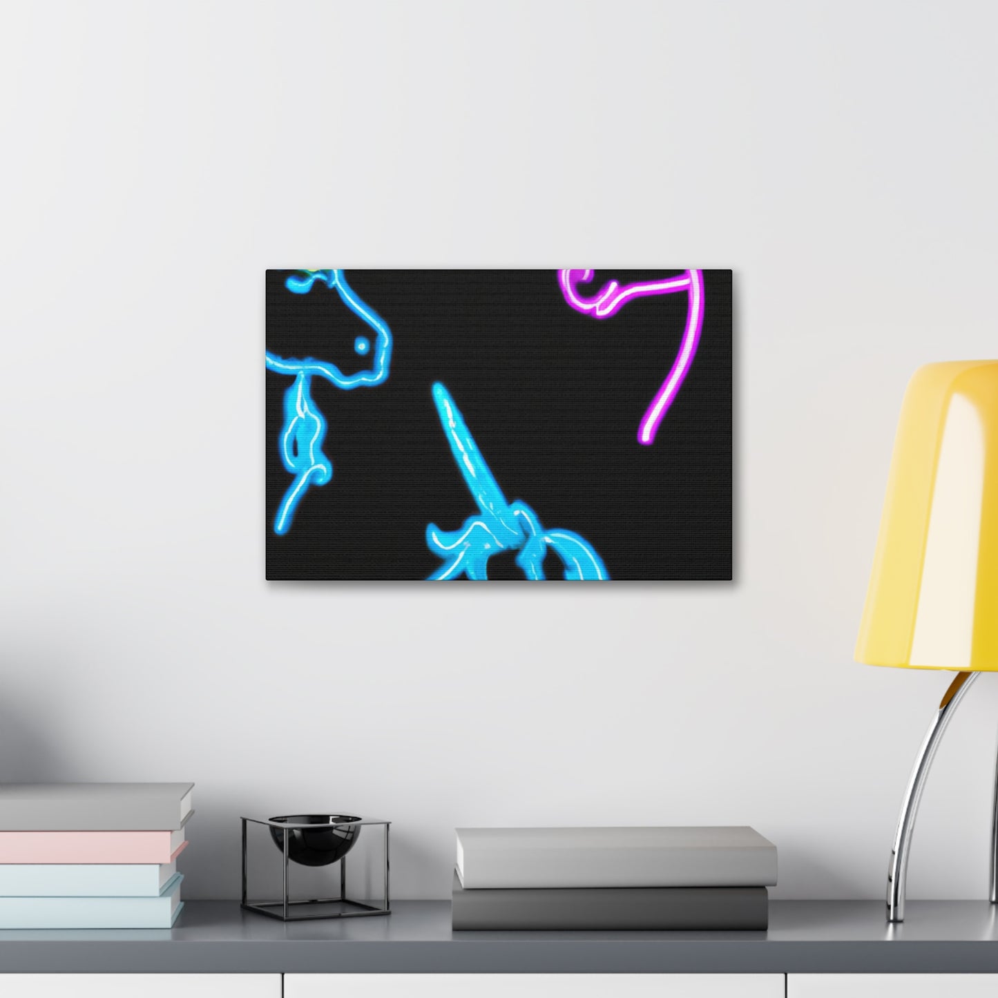 Vibrant Neon Fantasy NEON Unicorns Art Canvas