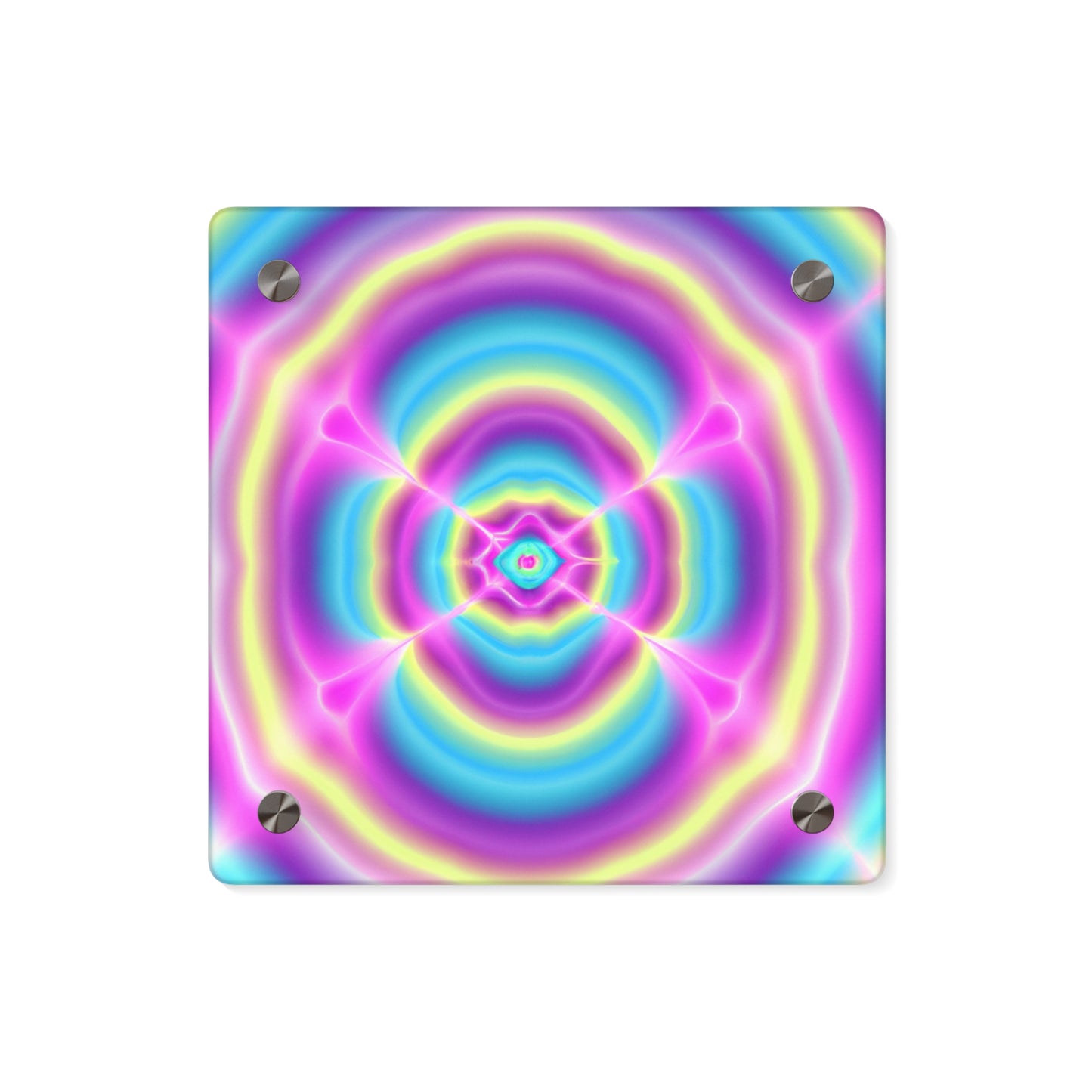 Vivid Vortex of Neon Mysticism. Trippy Infinity Patterns Acrylic Art Panel