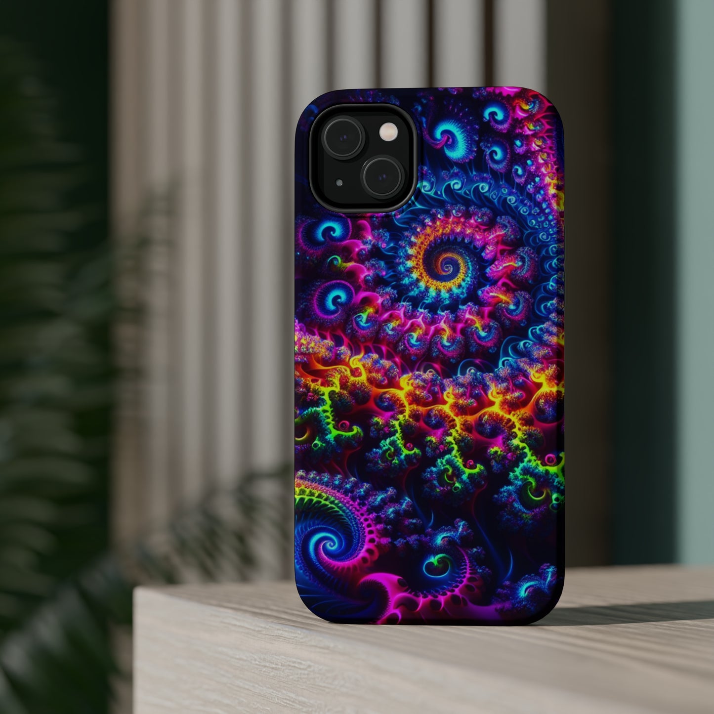 Twilight Infinyscape Neon Trippy Infinity Patterns Premium Art Magsafe Magnet Tough IPhone 13 14 15 Pro Plus Max and Mini in Matte and Glossy Phone cases