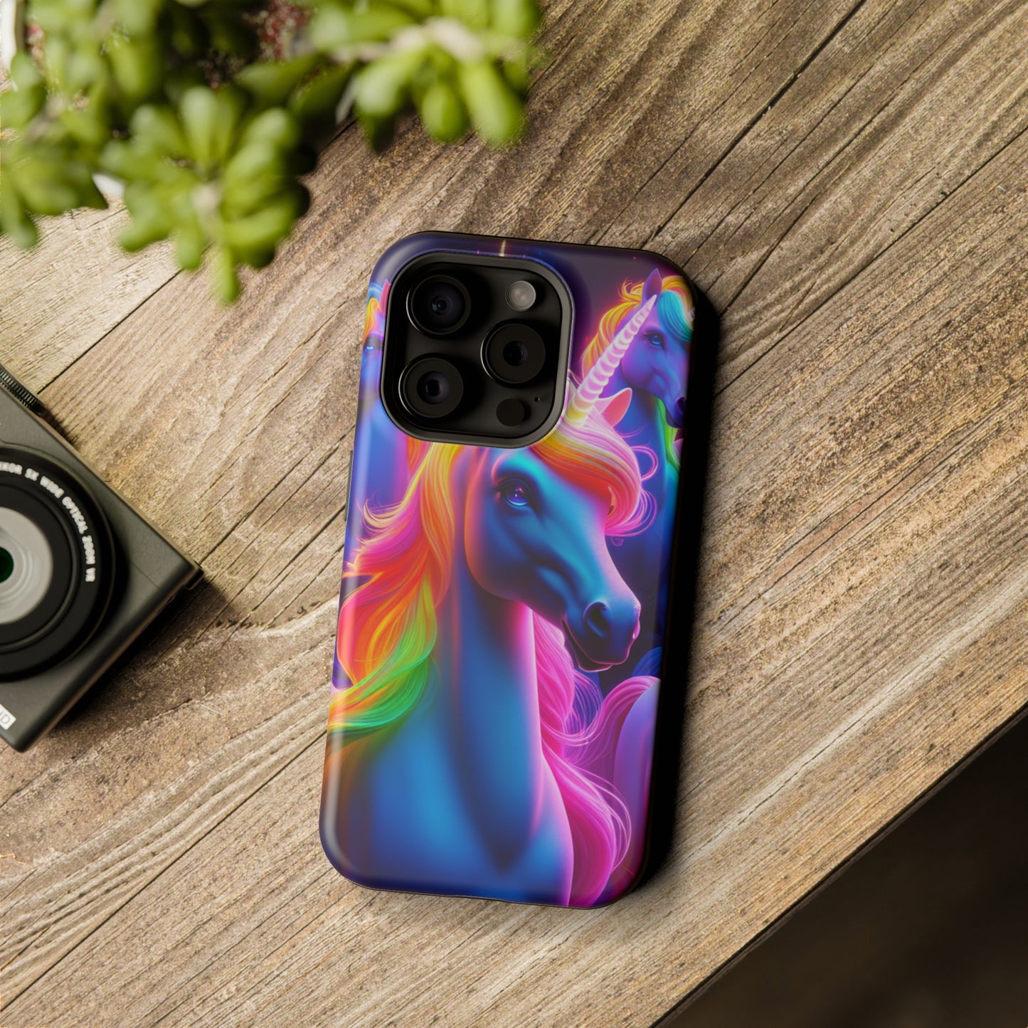 Neon Nighthorn Pride Neon Unicorns Premium Art Magsafe Magnet Tough IPhone 13 14 15 Pro Plus Max and Mini in Matte and Glossy Phone cases
