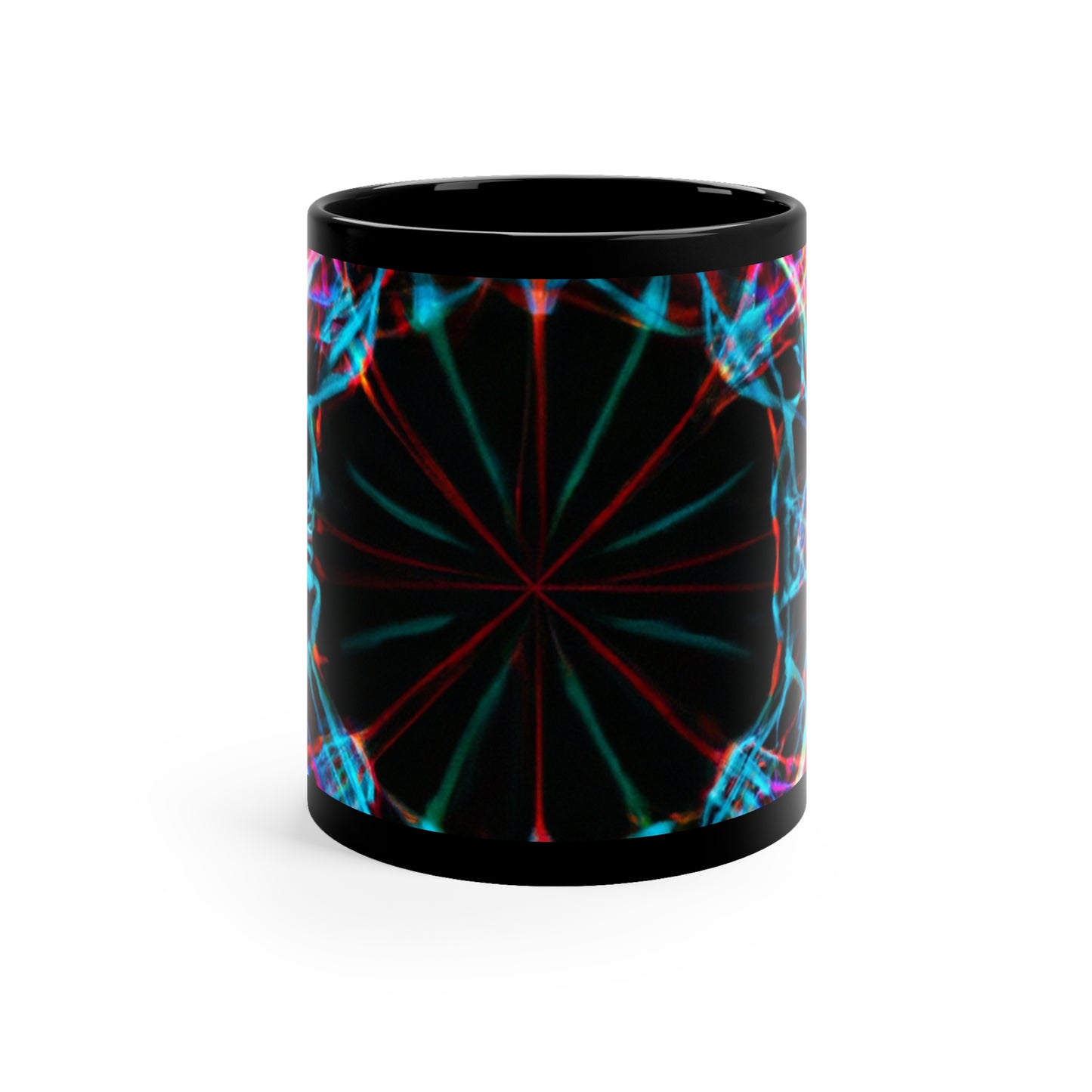 Psychedelic Chromatic Eternal space. Trippy Infninty Patterns 11oz Black Mug