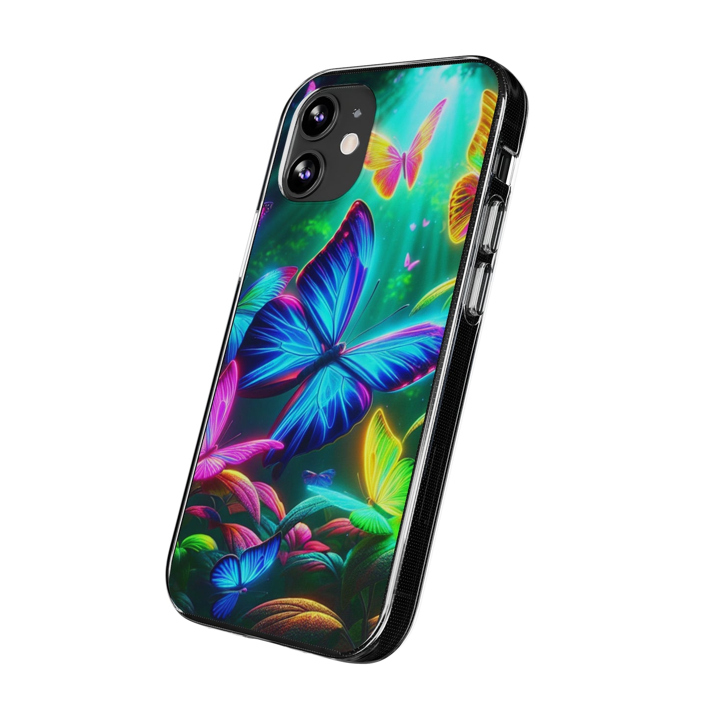 "Vivid Neon Flyaways" NEON Butterflies Art Polycarbonate Phone Case Samsung Galaxy s21 s22 Google Pixel 6 Iphone 11 12 13 14 Pro Max Mini Plus