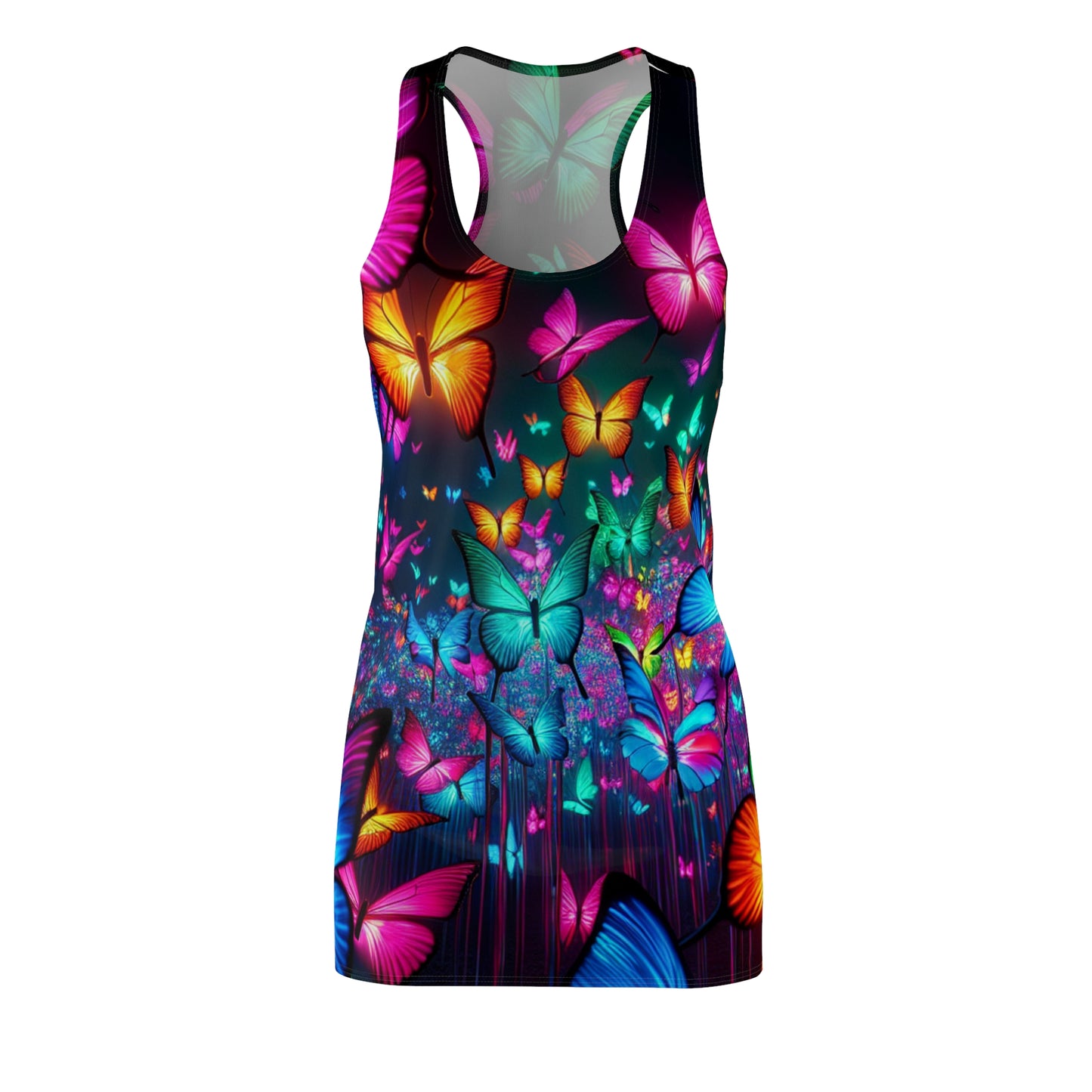 Neon Flutterwork Neon Butterflies  Racerback Dress