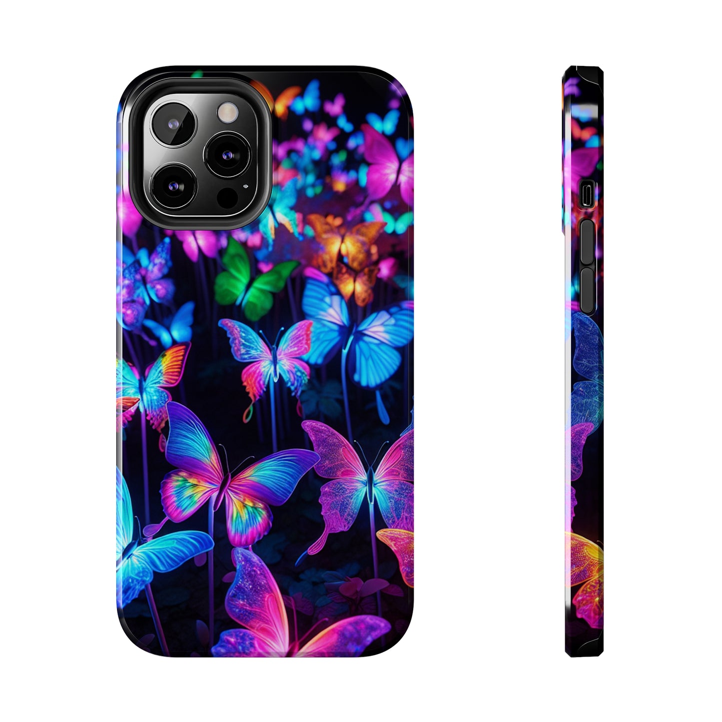 "Neon Flutterby Lights" NEON Butterflies Tough Phone Case