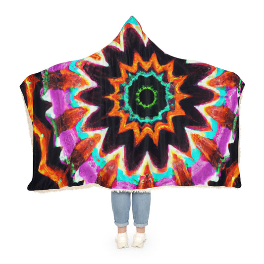 "Infinite Neon Wonderland" - NEON Infinity Patterns Art Hooded Snuggle Blanket