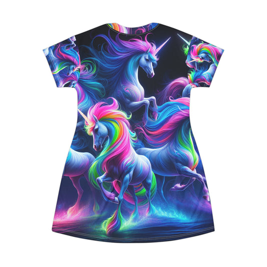 Neon Unicorns Fiesta. Neon Unicorns Womans T Shirt Dress