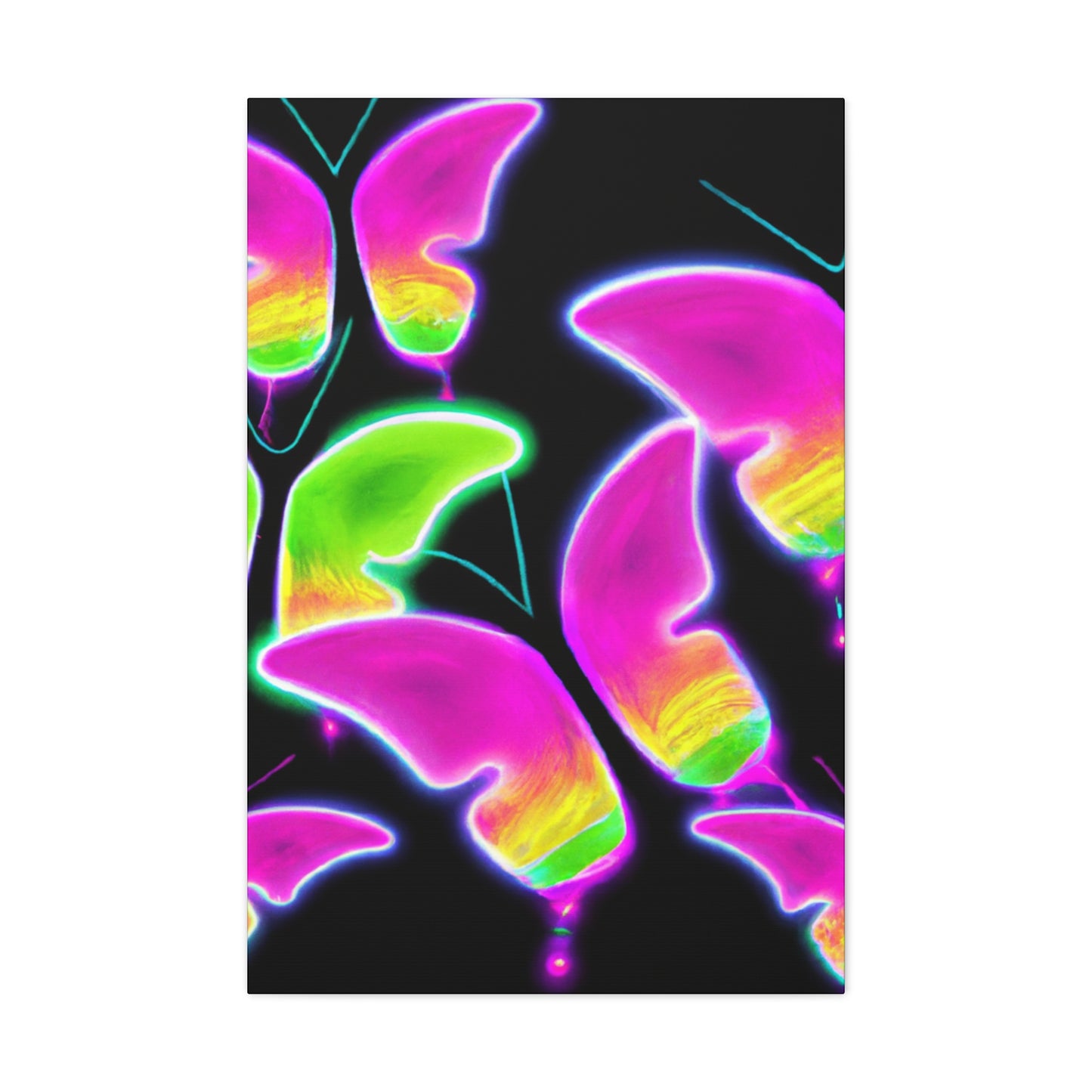 "Neon Butterfly Aurora" Neon Butterflies  Art Canvas