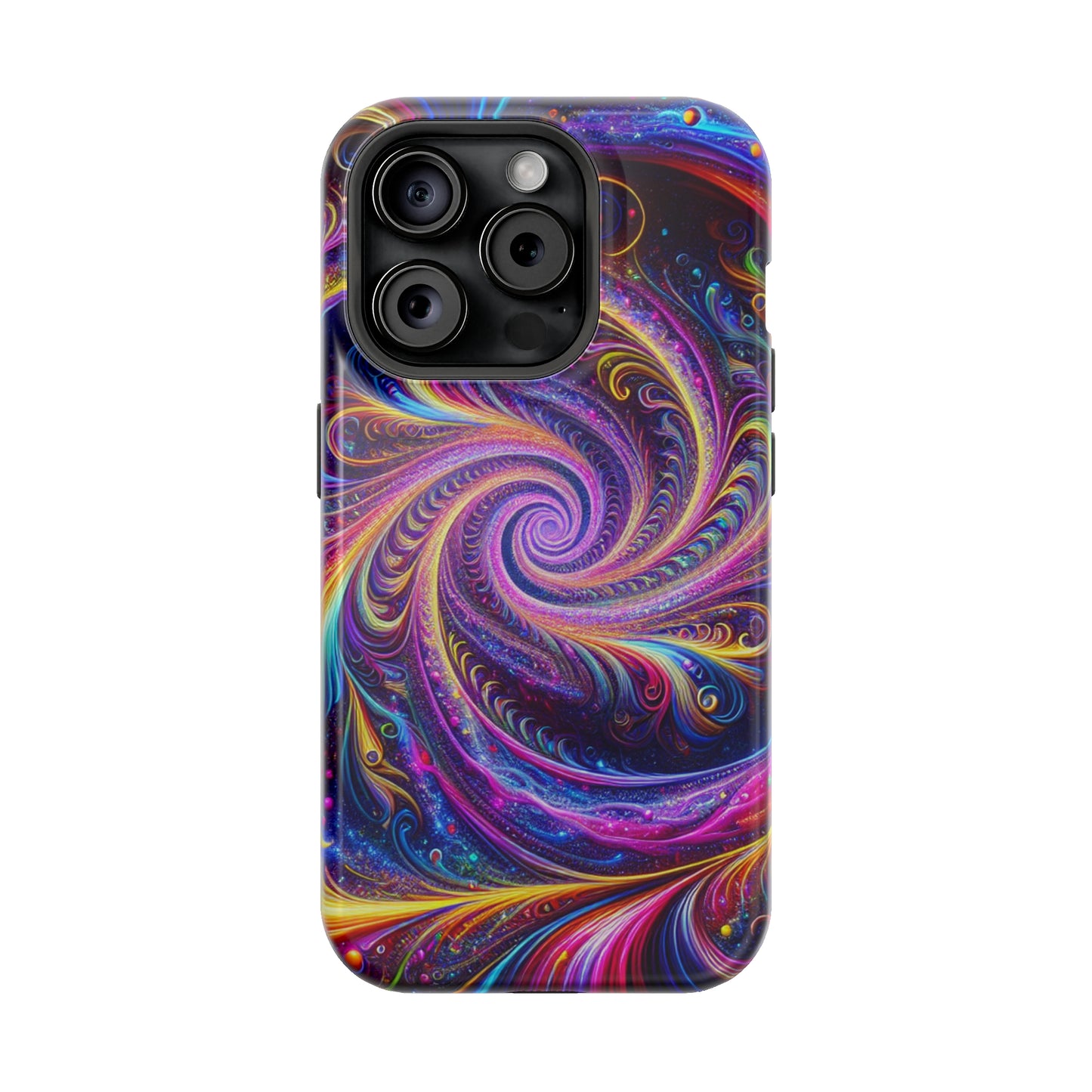 Vivid Psychedelic Cosmic Euphoria. Neon Trippy Infinity Patterns Premium Art Magsafe Magnet Tough IPhone 13 14 15 Pro Plus Max and Mini in Matte and Glossy Phone cases