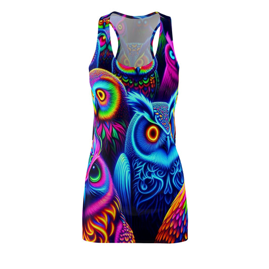 Neon Owlulous. Neon Owls Racerback Dress