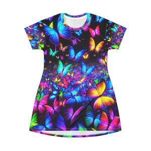 "Neon Butterfly Flutterings" Neon Butterflies Womans T Shirt Dress