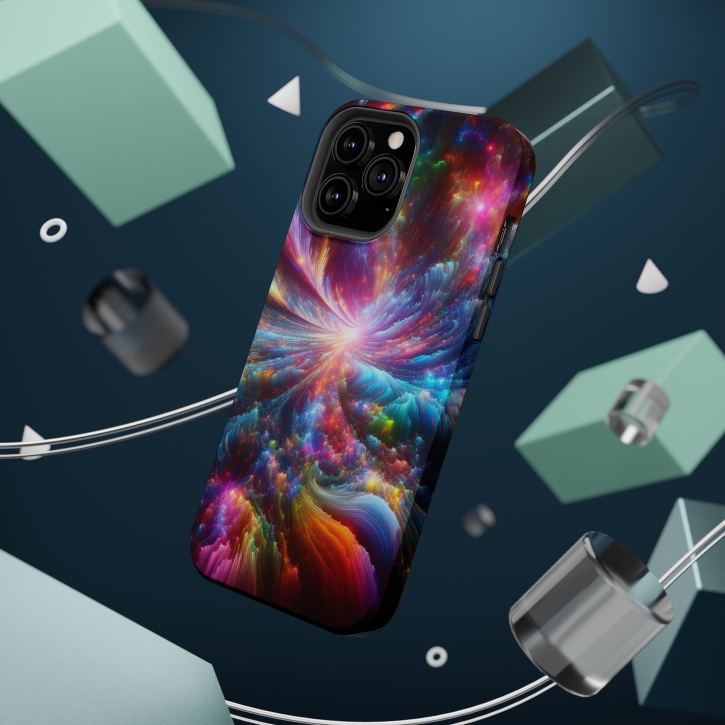 Neon Infinity Chromadrift. Neon Trippy Infinity Patterns Premium Art Magsafe Magnet Tough IPhone 13 14 15 Pro Plus Max and Mini in Matte and Glossy Phone cases