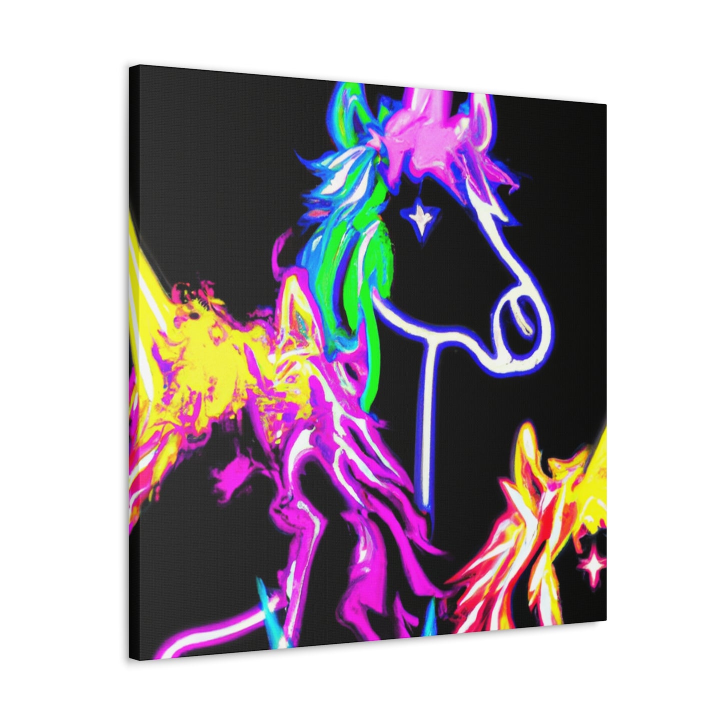 "Vibrant Neon Magic" NEON Unicorns Art Canvas